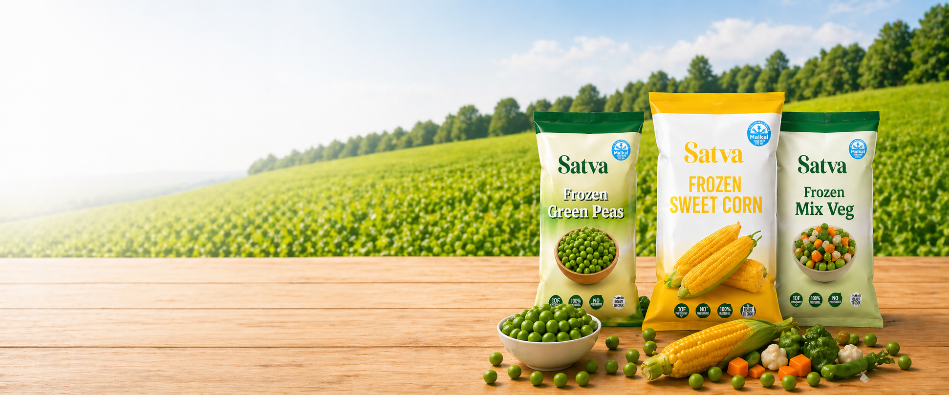 SATVA Premium Frozen Vegetables Banner